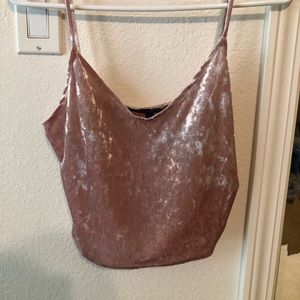 Pink crushed velvet crop top